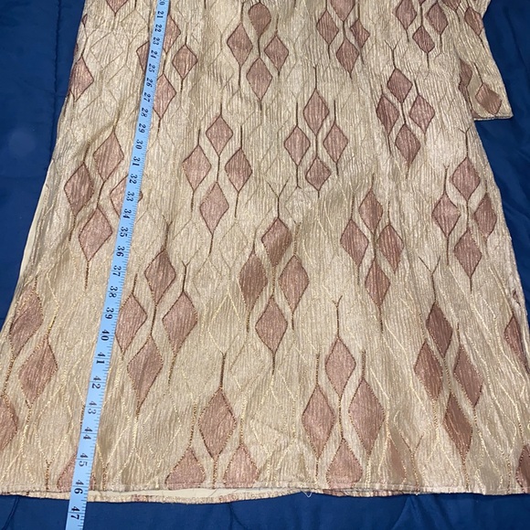 Men's Beige & Brown Indian Churidar / Salwaar Kameez Kurta - Picture 6 of 8